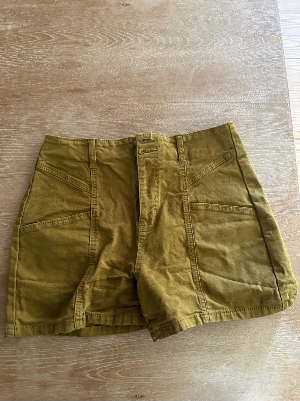 Universal Thread High-Waist Utility Shorts in Mustard Green